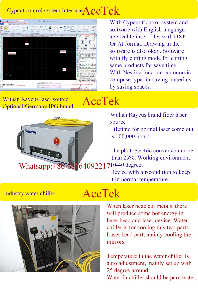 Цзинань AccTek 1500*3000 мм raycos IPG 500 Вт 750 Вт 1000 Вт ЧПУ станок для лазерной резки металлических волокон