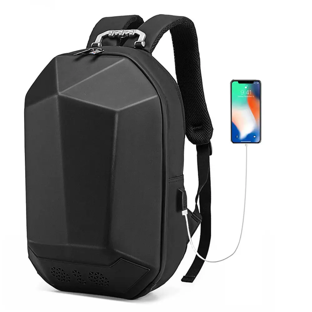 

NEW PC Hard Shell Motorcycle Protection BACKPACK USB Charging Bluetooth Speaker Music Bags Geek Waterproof