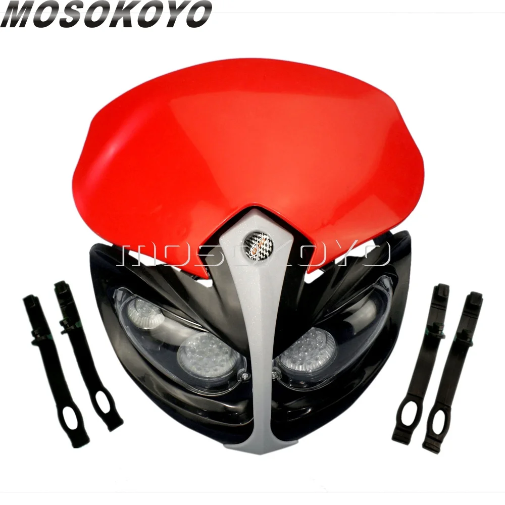 Мотоцикл Байк Enduro фары для мотокросса для Yamaha Suzuki LTZ RM 650 200 250 125 400 РМЗ DR DRZ желтый головной обтекатель - Цвет: red