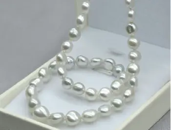 

shipping>>>>very charming 11-13mm Australian south seas white baroque pearl necklace 17" k