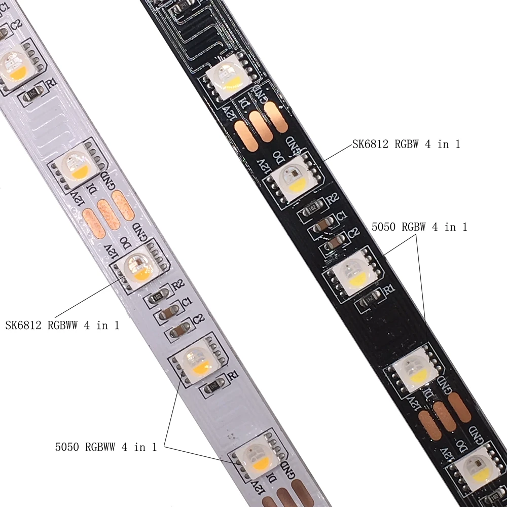 SK6812 5050SMD RGBW(Similair WS2812b) 4 в 1 DC12V индивидуальная Светодиодная лента IP30/IP65/IP67 60 светодиодов/Pisxels/m