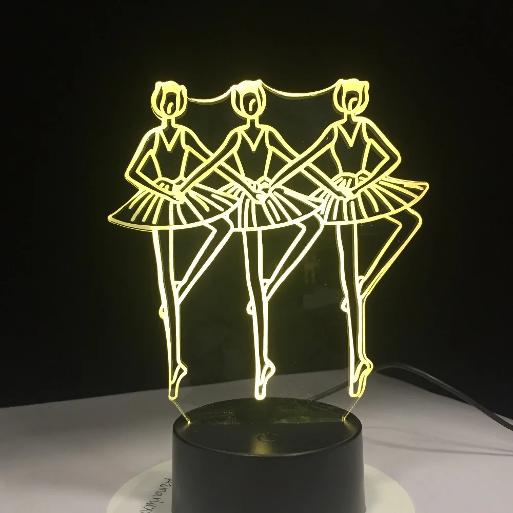 Балетные танцы для девочек креативная 3D лампа визуализации ночник USB LED освещение