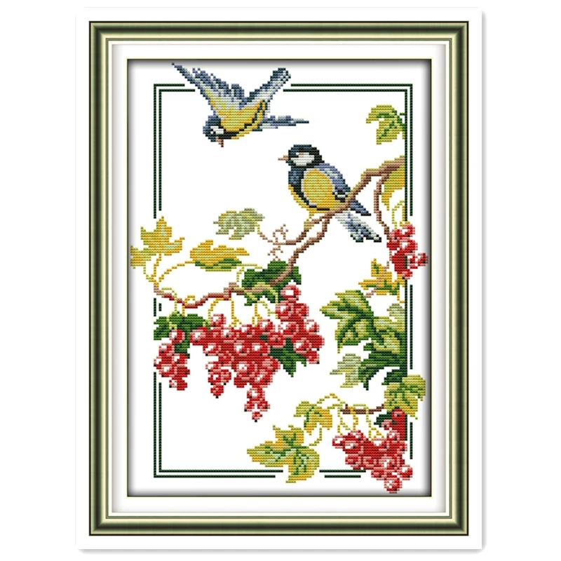 Chinese Cross Stitch Printed Cross Stitch Birds Cross Stitch Kits Embroidery Needlework Sets Cross-Stitch water soluble canvas