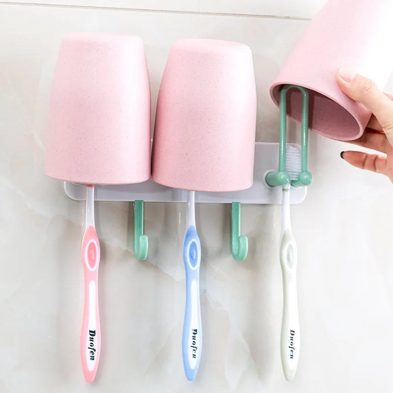 Multifunction Towel Storage Rack Toothbrush Holder Wall Mount Creative