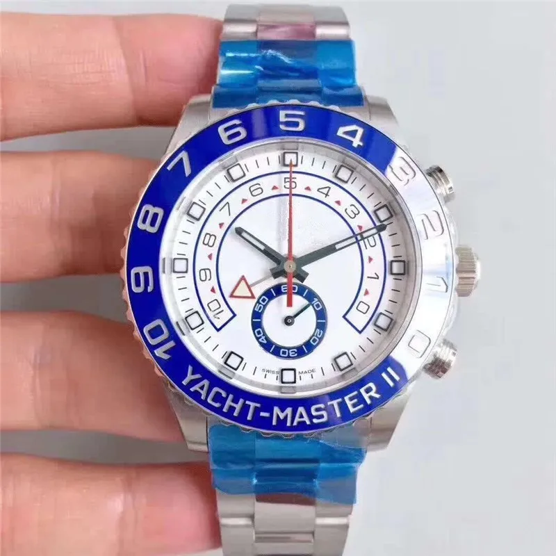 

Luxury Watche Mens AAA 44mm Automatic Blue Ceramic Bezel Mens Stainless Steel Watches YACHT Wristwatch Multifunction Chrono