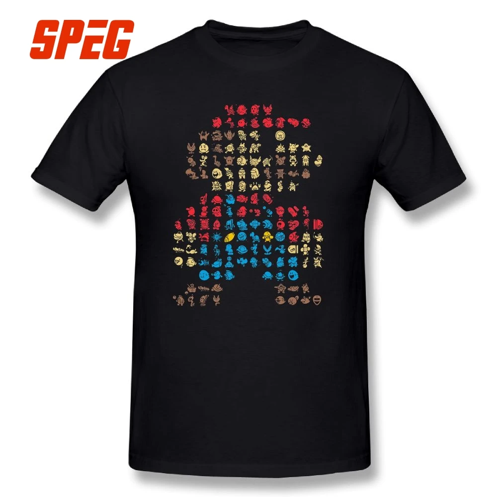 Супер Марио 30 лет Современные футболки с коротким рукавом очищенный хлопок футболки мужские простые бесшовные футболки - Цвет: Черный