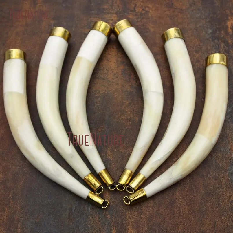 20171211-PM9083- Creamy Ox Bone Pendant Brass Pendant Horn Tusk Pendant_3