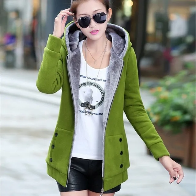 LASPERAL 2019 Spring Autumn Women Plus Size Multi-Colors Jackets Casual Warm Thick Coat Fleece Jackets Hooded Hoodies Streetwear