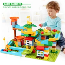 153PCS Marble Race Run Maze Ball Track Building Blocks Funnel Slide Assemble Bricks Toys for Children funlock duplo marble run plastic slide 43p blocks crystal snowice building toys for children