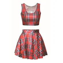 Summer Style Black Milk Dress tartan New Fashion Set 3D Print Two Piece Dresswomen Ball Gown Set Crop Top Suit