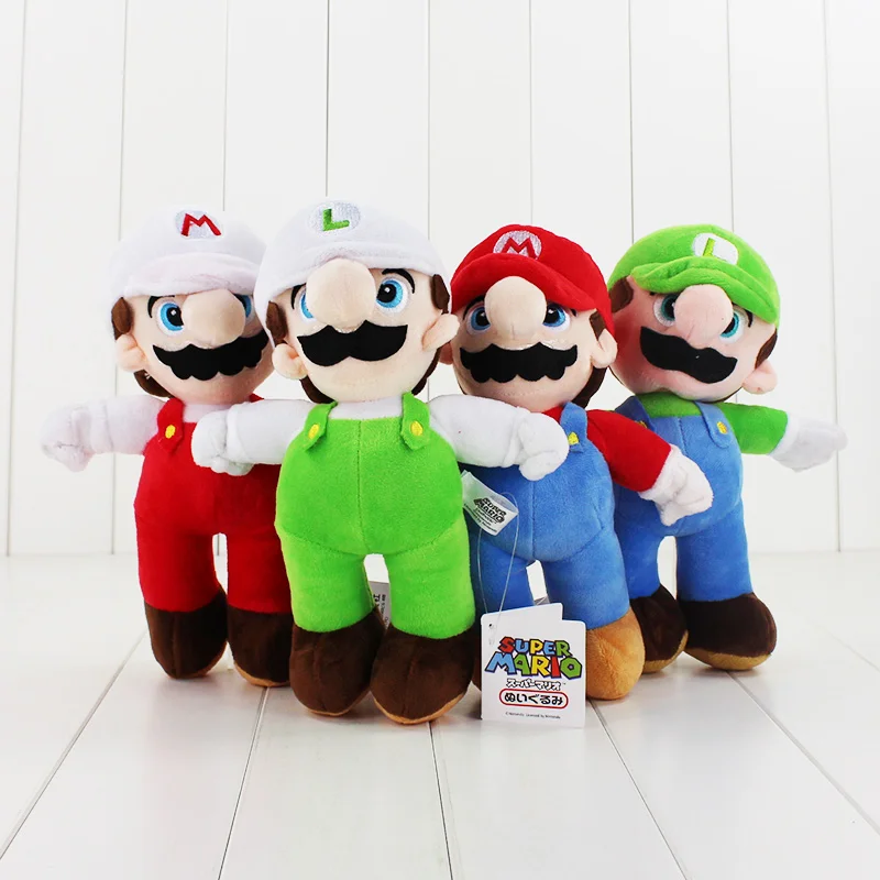 

4PCS/LOT 4 Style 25cm Super Mario Bros Plush Toys Mario Lugi Stuffed Dolls Toys Gift for Children