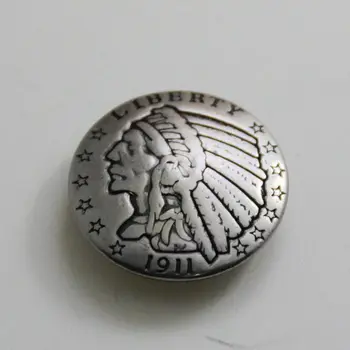 

(KBC03) 10pc 7/8'' Reproduction Coin Concho Indian Chief Concho Leathercraft Antique-Silver