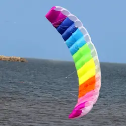 2 м Радуга двойной линией, кайтсерфинг трюк с парашютом мягких Parafoil серфинг кайт Спорт Кайт активного отдыха пляжные Летающий змей