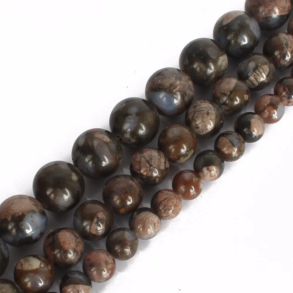 Buy Natural Round Stone Beads Brown Jaspe Loose Bead For Jewelry Making Strand