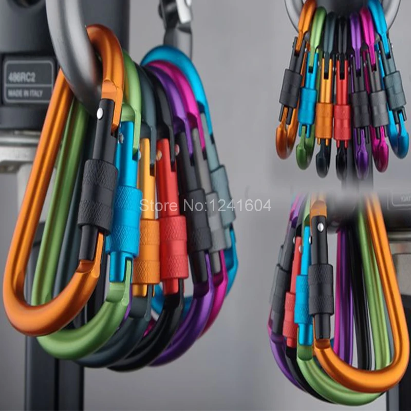 

15PCS Camping Hiking Hook D-type Safety Buckle Lock Aluminium Alloy Climbing Button Carabiner Random Color 22g Wholesales