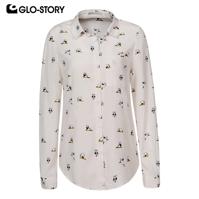  GLO-STORY Women Casual Panda Print Blouse Long Sleeve Shirts for Female Sping Women Clothing 2019 N