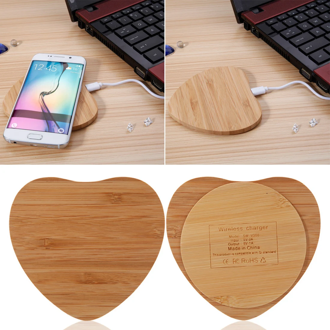 

Portable Qi Wireless Charger Charging Slim Wood Pad For Apple iPhone 7 8 Plus 6 X For Samsung S7 S9 Smart Phone Wireless Charger