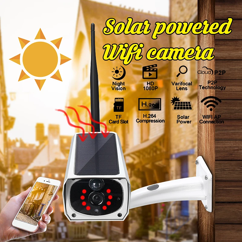 

1080P HD Wifi Wireless Camera Home Security Surveillance Waterproof Outdoor Solar Camera IR Night Vision Audio Camera Speaker