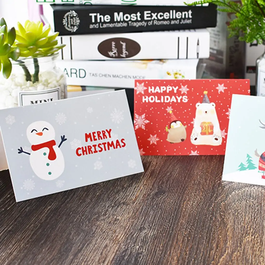 

Cartoon Snowman Santa Claus Christmas Greeting Card with Envelop Merry Christmas Postcard New Year 2019 Gift Card