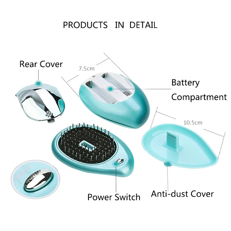 Электрический вибрации Беспроводной против выпадения волос магнитного массажа гребень Портативный ионный роста волос Расческа Щетка для