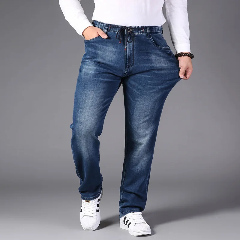 

New arrival fashion Autumn Winter Jeans Loose Straight Pants Full Length Casual Elastic Waist super large plus size L-5XL6XL 7XL