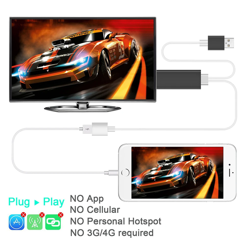 HDMI USB HD ТВ кабель для Lightning к HDMI AV цифровой ТВ адаптер для iPhone 7/7 s/6/6 S/Plus/iPad к HDMI зеркального шнура конвертер