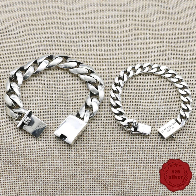 

925 sterling silver bracelet new retro fashion punk street dance personality glossy letter styling jewelry 2019 new hot sale