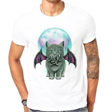 Summer new Fashion Cat of Cthulhu printed T font b shirt b font Cool font b