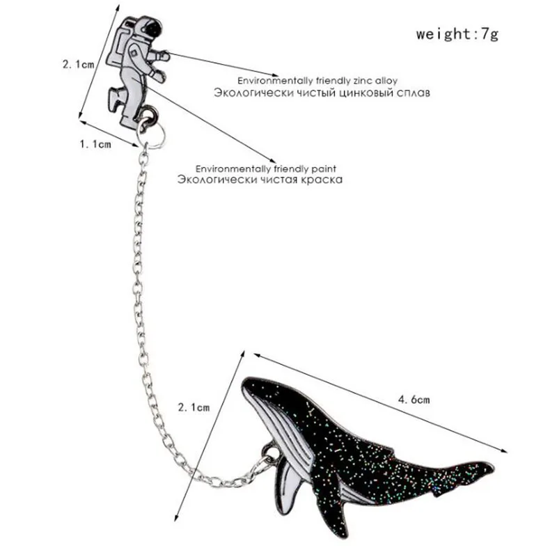 Качественный астронавт и Кит брошка мультфильм значок для мужчин и женщин модная булавка джинсовая куртка воротник рюкзак Badgegift
