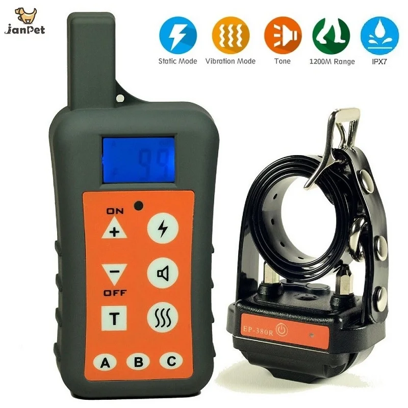 

1200M Electric Dog Training Collar Waterproof Rechargeable Pet Dogs Collars Bark-stop Remote Control Dog Shock Collar