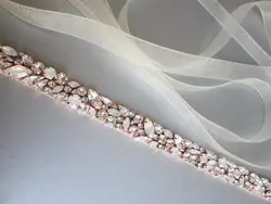 MissRDress розовое золото Кристалл Свадебные ремни ручной работы опал свадебные створки стразы свадебные ленты и лента для свадьбы платье JK920