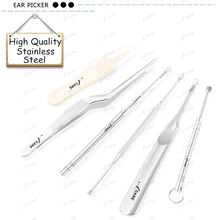 6 PCS=1 SET ACARE Professional Ear Pick Kits Ear Wax Remover Cleaner Health Care Tool Cleaning Set Portable