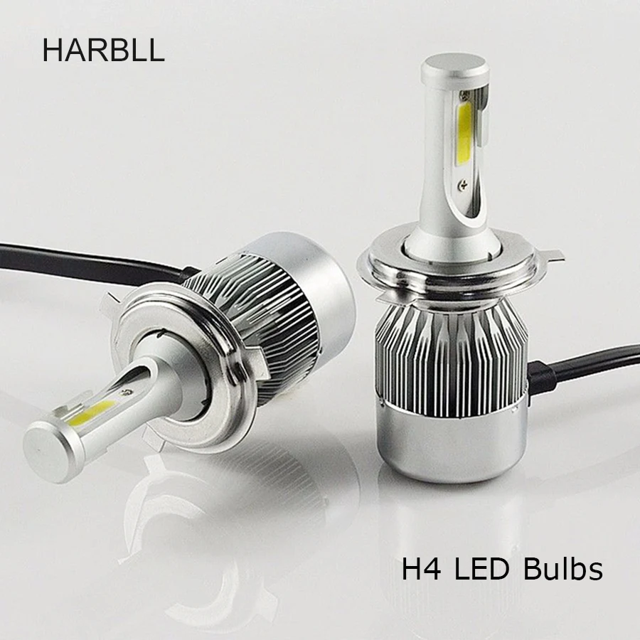 

HARBLL 3 Colors 1 Pair C6 H4 High Low Beam LED Bulb Car Headlight COB 72W 3000K Yellow 4500K Warm White 6000K White H4 LED Bulb