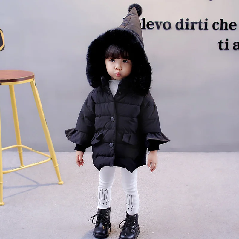KEAIYOUHUO новые зимние пальто для девочек куртки с капюшоном детей Одежда хлопковые