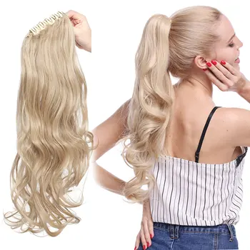 SNOILITE Synthetic Claw on Ponytail hair extension fake ponytail hairpiece for women black brown tail hair extension hair 5