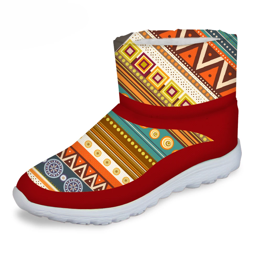 

Womens Boots Winter 2016 Geometry Printing Girls Snow Boots Vintage Lady Winter Boots Warm Cotton Flat Heel Shoes Woman Boots
