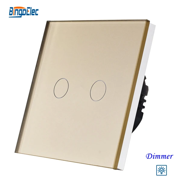  2 банды 1way 700 Вт сенсорный диммер, золотой кристалл закаленное стекло панели диммер ЕС/ВЕЛИКОБРИТАНИЯ стандартный AC110-240V 