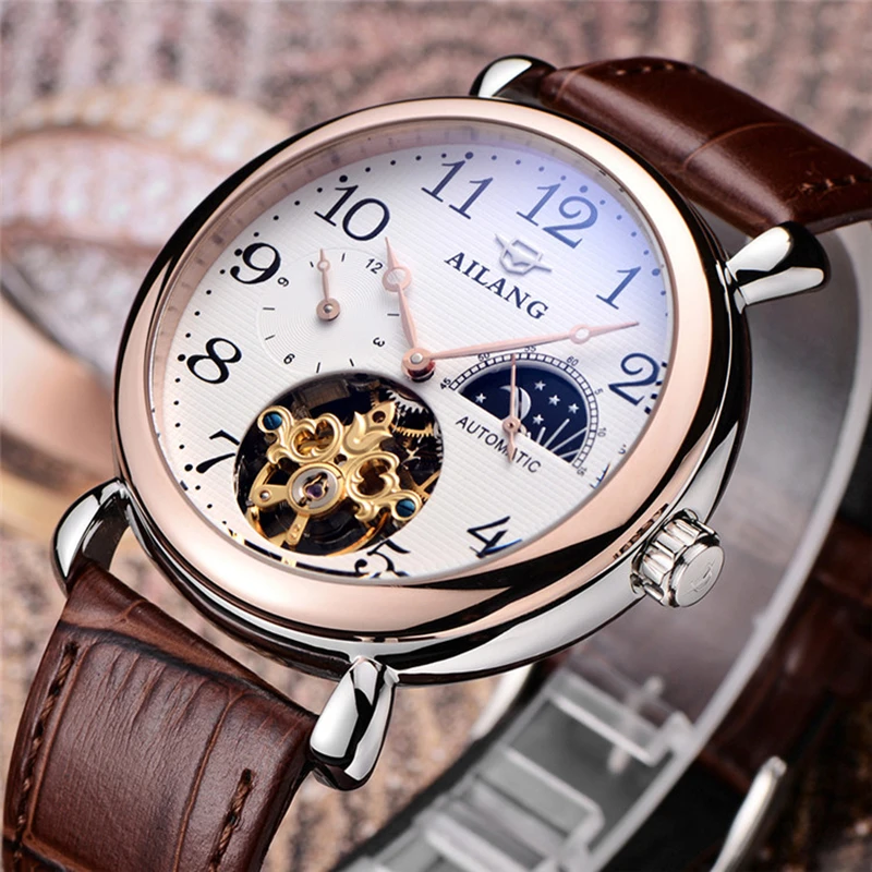 Топ бренд класса люкс AILANG Скелет Tourbillon часы Мужские автоматические механические