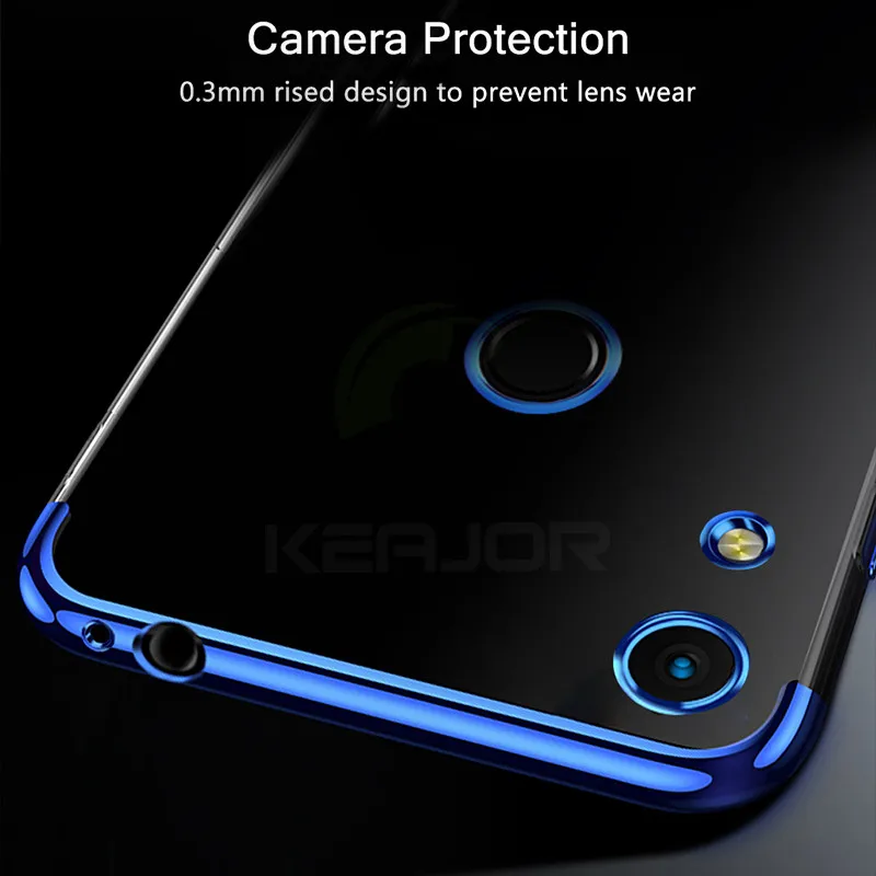 Чехол Keajor для Huawei Honor 8A, мягкий чехол из ТПУ и силикона, Роскошный прозрачный чехол-бампер для Huawei Honor 8A, чехол для телефона