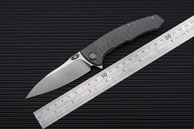 Второе производство синий Maxace Corvus I M390 атласный подшипник компактный походный нож - Цвет: gray handle