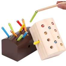 Магнитная игра-ловля насекомых, зрительно-моторная связь и мелкая моторика Монтессори, Развивающие деревянные игрушки для детей, малышей