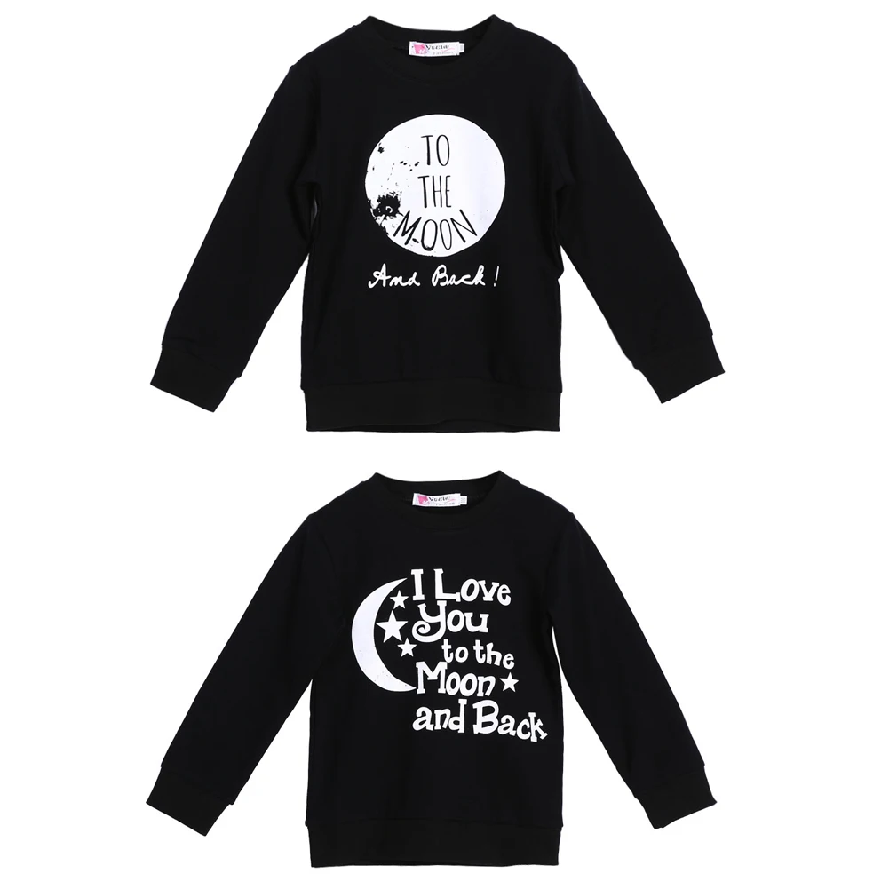 

Baby Cartoon Moon Printed Long Sleeve Sweater Kids Boys Girls Tops Clothes Cotten Winter Warn Black Clothing for 3 -18 M Kids