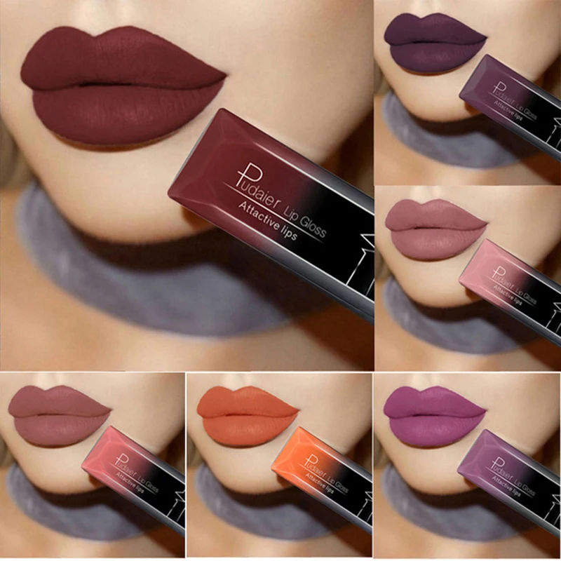 Pudaier 21 Color Matte Nude Lipgloss Colorful Sexy Long Lasting Velvet Waterproof Liquid Lipstick Soft Makeup