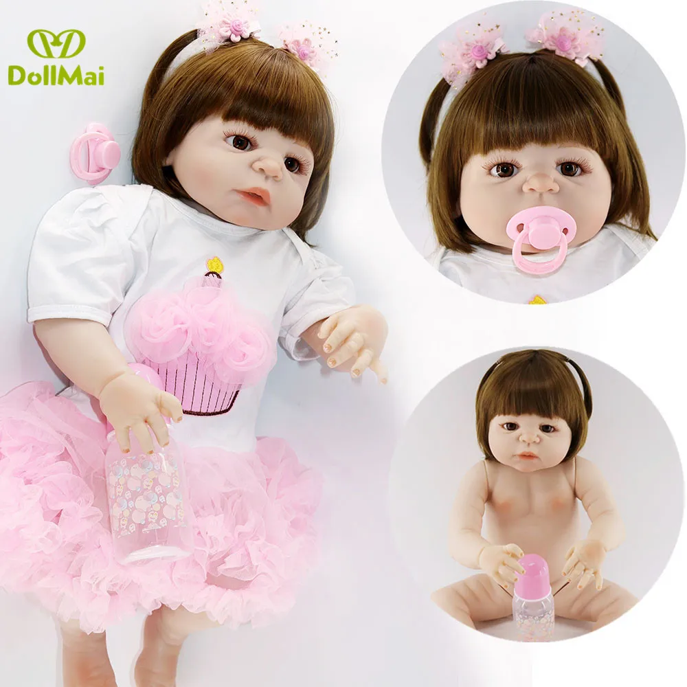 

Bebes reborn de silicone real 22"55cm full silicone reborn baby dolls children present xmas gift can bathe toy boneca reborn