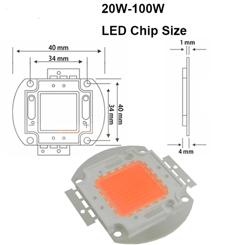 Hydroponice 1 Вт 3 Вт 5 Вт 50 Вт/100 Вт светодиодный чип для выращивания Epistar 35mil светодиодный чип, полный спектр 400нм-840нм для внутреннего освещения растений