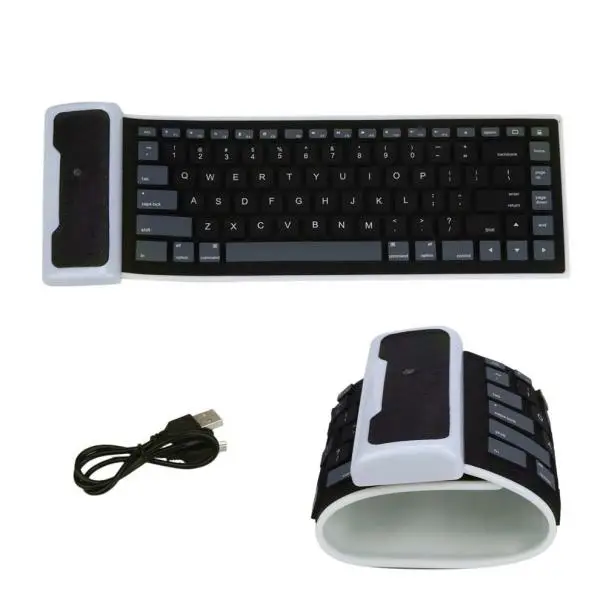 

USB Portable Mini Flexible Roll Up Waterproof Washable Soft Silicone Gaming Wired Keyboard For PC Tablet Laptop Computer
