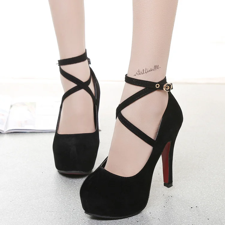 Shoes Woman Pumps Cross tied Ankle Strap Wedding Party Shoes Party High Heels Ankle Strap Platform Pumps Wedding Women