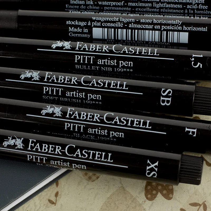 Faber-Castell Питт ручка для художника черная манга детали перо художественная кисть маркер водонепроницаемый Pigma Micron тонкая линия набор 01 03 05 07 10 15