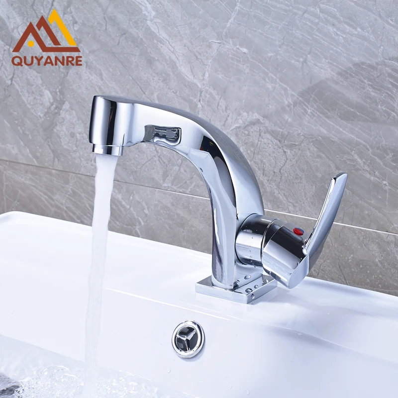 

Bright Chrome Bathroom Faucet Single Level Deck Mount Basin Faucet Sink Mixer Faucet Free Shipping