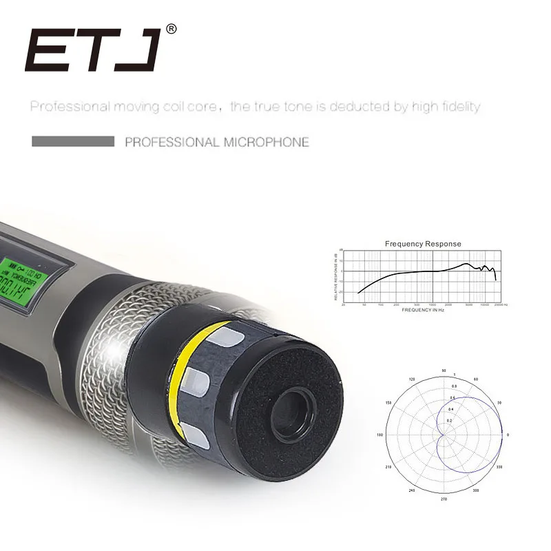 Профессиональный беспроводной микрофон для караоке от бренда ETJ СВЧ SKM9000 двойной